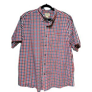 Blue Mountain Plaid Button Down Shirt Mens XL Short Sleeve Red Blue Green Casual